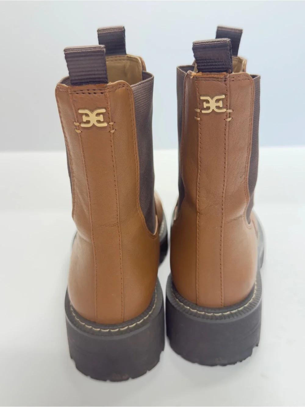 Sam Edelman Laguna Waterproof Chelsea Boot Tawny Brown Leather Lug Sole Size 7
